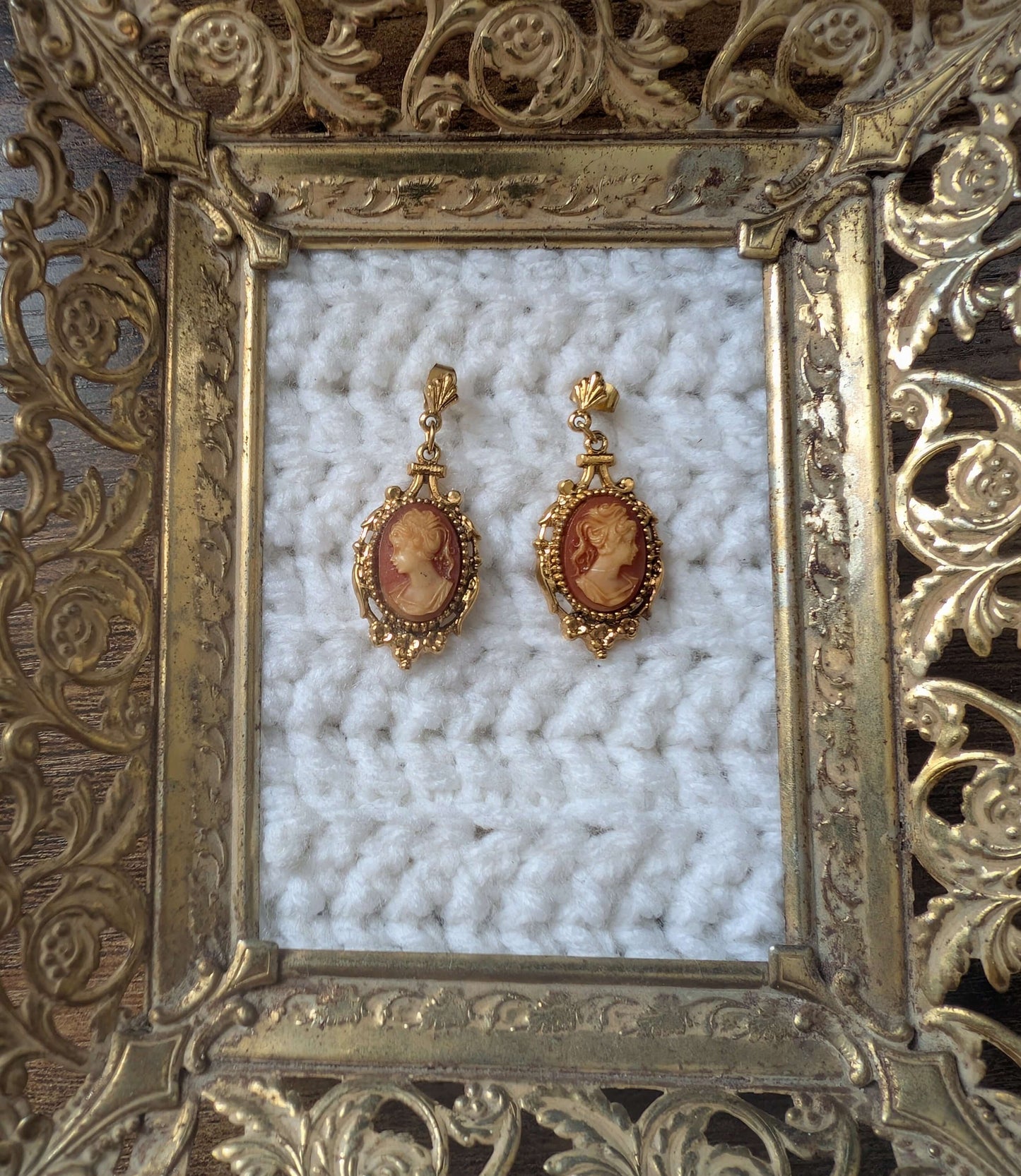 Signed ART Arthur Pepper Earrings Vintage 1950s Cameo Victorian Revival